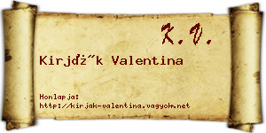 Kirják Valentina névjegykártya